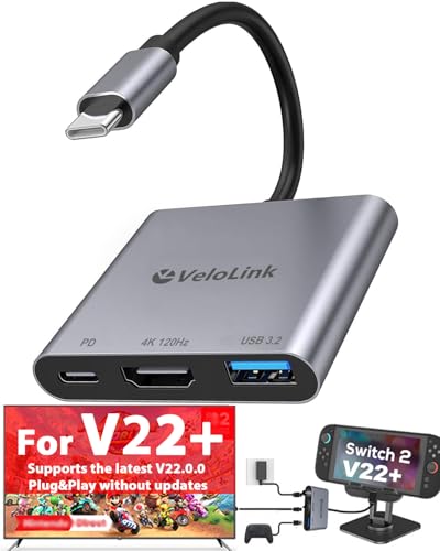 Switch 2 Dock HDMI2.1 Upgraded V22 for Nintendo Switch 2 Compatible with the Latest firmware V22+/Plug&Play/Usbc to HDMI Adapter 4k120Hz for Laptop/MacBook - color: P&P for V22+