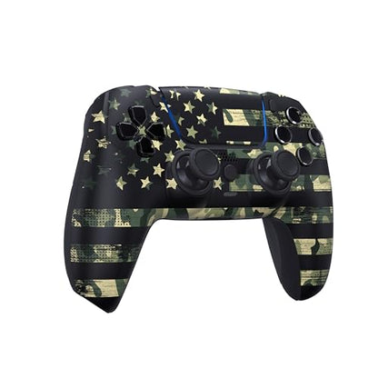 ProControllers LLC Custom Wireless Controller for PS5 - Hand Airbrushed & Multiple Designs Available (Camo Flag) - color: Camo Flag