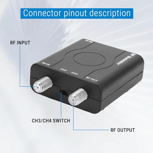 HDM61 HDMI to RF Modulator VHF NTSC 1080P Converter for TV Game Console | NTSC CH3/CH4 Output, Durable ABS, CATV, HDMI 1.4, Up to 1080P, PLL VHF Control Plug & Play for PC, Game Console, TV
