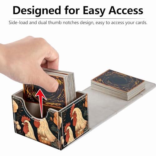Strong Magnet Card Case Deck Box Mtg Card Box Playing Card Box Magic Deck Box Tcg Up to 200 Cards Creative Pattern Trading Card Storage Box for Collectible Card Games, Chickens And Flowers - color: Chickens And Flowers