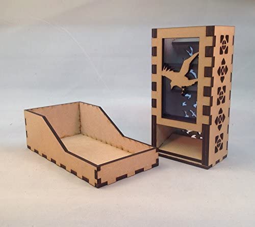 Raven Mini Dice Tower v1 Medium Blue Acrylic Window Laser Cut MDF Unique Fast Shipping