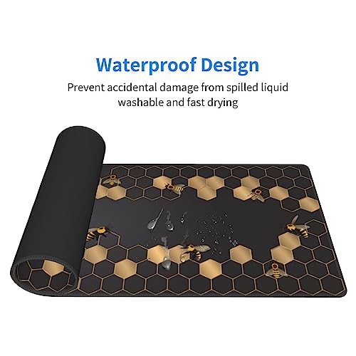 Honeycomb Bee Gaming Mouse Pad Extended Large Mouse Mat 31.5 X 11.8 Inch Nonslip Rubber Base Long Desk Pad Stitched Edges Mousepad Mice Pad for Office Home Game - color: Honeycomb Bee