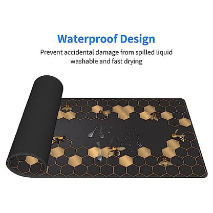Honeycomb Bee Gaming Mouse Pad Extended Large Mouse Mat 31.5 X 11.8 Inch Nonslip Rubber Base Long Desk Pad Stitched Edges Mousepad Mice Pad for Office Home Game - color: Honeycomb Bee