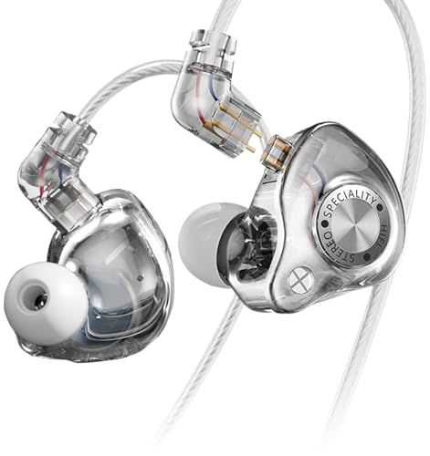 Wired IEM Earbuds,S28 Gaming Headphones with 10mm Dynamic Driver for Deep Bass & Crystal Clear Hi-Res Sound,in-Ear Monitor with Detachable Cable for Gaming,Musicians, Singers - color: Silver, size: 3.5mm
