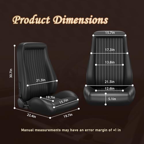 2 Pcs Adjustable Universal Racing Seats with Double Sliders, Reclinable Bucket Seats, 1 Pair of Sport Seats for Vehicles (OBS BLACK 2) - color: OBS BLACK 2