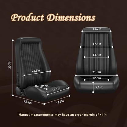 2 Pcs Adjustable Universal Racing Seats with Double Sliders, Reclinable Bucket Seats, 1 Pair of Sport Seats for Vehicles (OBS BLACK 2) - color: OBS BLACK 2