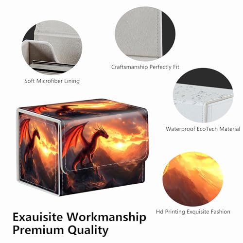 Strong Magnet for TCG MTG Commander Deck Box Playing Card Case Magic Deck Box Creative Pattern Trading Card Storage Box for Collectible Games, Golden Fire Dragon - color: Golden Fire Dragon