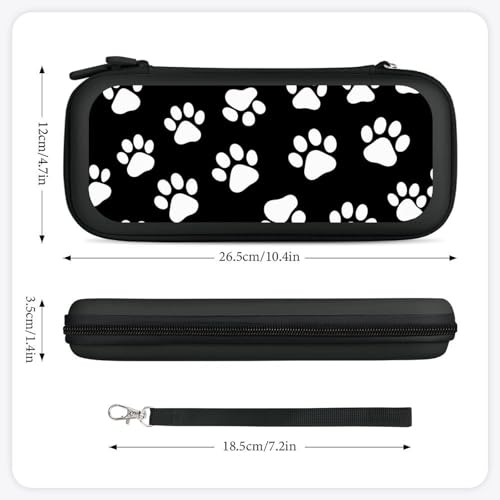 Carrying Case Protector Bag Compatible with Nintendo Switch, Black And White Dog Paw Print Hard Shell Game Console Organize Shockproof Pouch - color: Color(96)