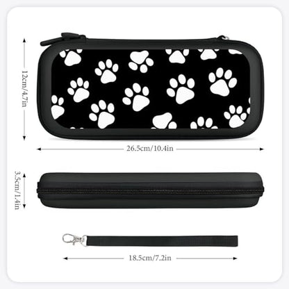 Carrying Case Protector Bag Compatible with Nintendo Switch, Black And White Dog Paw Print Hard Shell Game Console Organize Shockproof Pouch - color: Color(96)