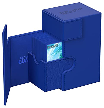Ultimate Guard Flip'n'Tray 80+, Deck Case for 80 Double-Sleeved TCG Cards + Dice Tray, Blue, Independent Magnetic Closure & Microfiber Inner Lining - color: Blue, size: 80+