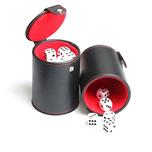 WOONEKY 1set Leather Dice Shaking Cup Lid Professional Dice Storage Container for Games Pu Leather Double-Layer Design for Family Entertainment and Travel