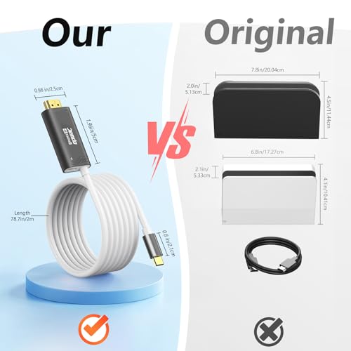 JEMDO Switch 2 Dock HDMI Cable,4K@144Hz 48Gbps,USB C to HDMI 2.1,100W PD Play While Charging,6.6 ft,Portable Travel TV Adapter Compatible with Nintendo Switch 2(Only Below V21.0.0)/2017/OLED - color: Black, style: 144