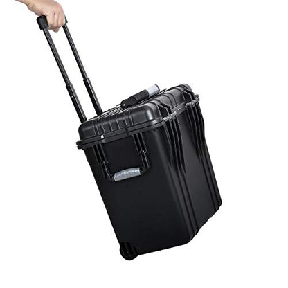 MEIJIA Rolling Waterproof Hard Protective Case, Hard Camera Case with Retractable Pull Handle and Wheels,Customizable Fit Foam Inserted, Black,19.88X12.01 X18.11 inches - size: 19.88X12.01 X18.11 inches