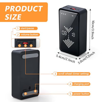 GuDoQi Digital Hourglass Pomodoro Timer, Magnetic 1-99 Mins Adjustable Rechargeable Digital Countdown ADHD Timer, Mute/Low Volume/High Low Volume Modes for Work, Study, Back to School, Kitch, Black - color: Black
