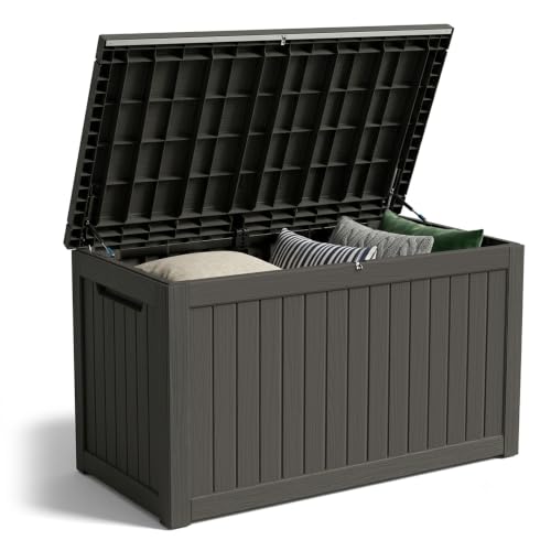 Outdoor Storage Box, 270 Gallon Waterproof Deck Box [Upgraded 3.0], Super-Sized Gas-Spring Resin Trunk for Large Seat Pillows, Heavy-Duty Lockable Backyard Storage Sofa, Garden Lawn, Black - color: Black, size: 270 Gallon 3.0