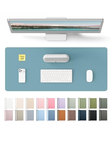 YSAGi Leather Desk Pad Protector, Office Desk Mat, Large Mouse Pad, Non-Slip PU Leather Desk Blotter, Laptop Desk Pad, Waterproof Desk Writing Pad for Office and Home (Aquamarine, 23.6" x 13.8") - color: Aquamarine, size: 23.6" x 13.8"
