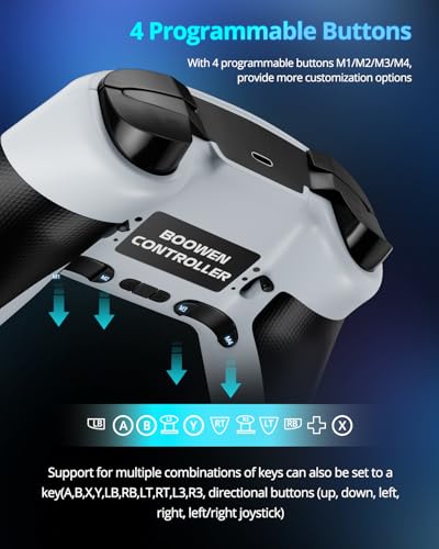 Multi-Platform Wireless Controller, PC Gaming Controller with 2.4G Adpater/Hall Joysticks/Hall Triggers/1200 mAh Battery/4 Programmable Buttons/RGB Lighting, Compatible with PC Windows 7/8.1/10/11, Switch/OLED/Lite, iOS, Android, Steam-White - color: Whit