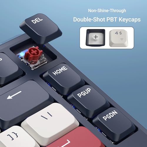 Keychron KJ1 Low Profile Wireless Mechanical Keyboard, 2.4 GHz Bluetooth QMK 75% Layout RGB, Hot-swappable Red Switch Compatible with Mac Windows Linux, 2000mAh Fast Charge for Gaming - Dark Blue - color: Red Switch