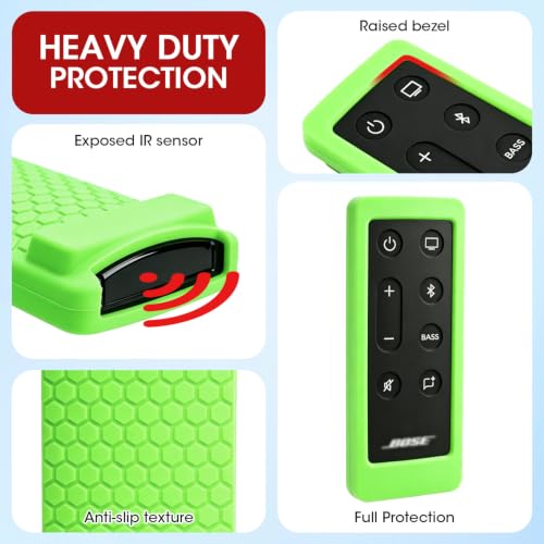 Case for Bose Solo 5 10 15 Series ii TV Remote,Silicone Cover for Bose Solo Cinemate Series II IIGS 1SR 10&15 Remote Controller Skin Protective Universal Replacement Sleeve Glow in The Dark-Glow Green - color: Glow Green