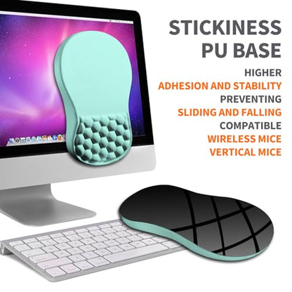 Ergonomic Joint Wrist Support Mouse Pad with Memory Foam Cushion Massage Bump, Carpal Tunnel Pain Relief Mousepad Slope Design for Wrist Rest, 11.8x7.9 in, LightBlue - color: LightBlue