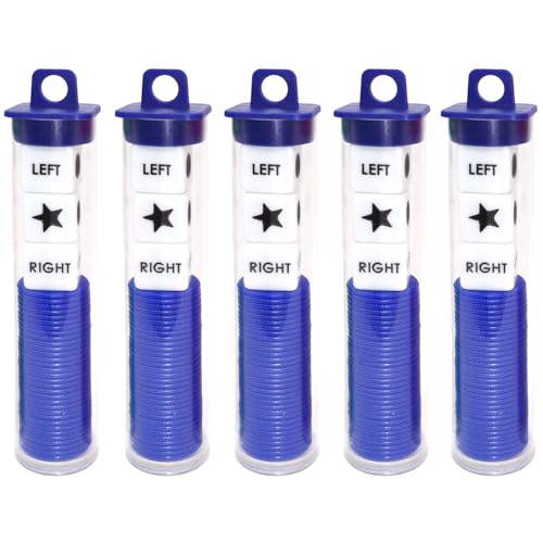 Ahoper Right Left Center Dice Game Prime Set Bundle with 3 Dices + 30 Chips. Round Tube Storage is Very Convenient for Travel. Easy to Store, Carry Around. (Blue 5 Pack) - color: Blue 5 Pack