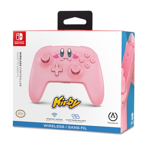 PowerA Wireless Controller for Nintendo Switch - Kirby Mouthful, Switch Lite/Switch-OLED Model, Nintendo Switch 2, AA Battery Powered (Battery Included), Bluetooth, Motion Controls, Officially Licensed - style: Kirby