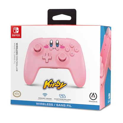 PowerA Wireless Controller for Nintendo Switch - Kirby Mouthful, Switch Lite/Switch-OLED Model, Nintendo Switch 2, AA Battery Powered (Battery Included), Bluetooth, Motion Controls, Officially Licensed - style: Kirby
