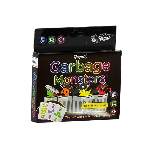 Regal Games Garbage Monsters Card Game Set for Kids, Teens & Adults - 2-4 Player Fun Family Games - Travel Playing Cards (16 Garbage Monsters Cards) - size: Garbage