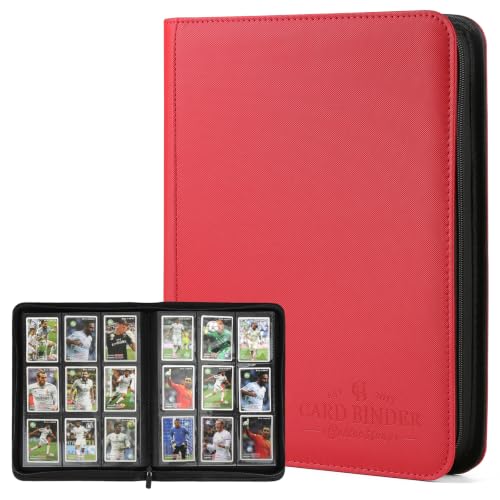 9 Pockets Card Binder,Premium Zip Trading Card Binder,540 Double Sided Pocket PU Collection Binder, Collector Album, Card Folder for MTG, TCG, Business Cards.(Red) - color: red, size: 9 Pocket 540