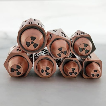 2025 Metal Polyhedral Bullet for DND Dice Set, 7Pcs Metallic D&D Dice with Gift Case for Dungeons and Dragon Game, RPG Role Playing Table Game Gifts (Bronze) - color: Bronze