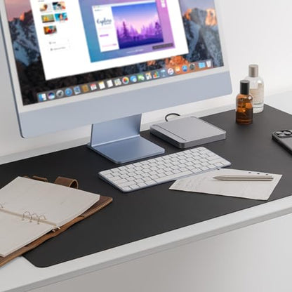 Nekmit Leather Desk Blotter Pad 36 x 20 Inches, Flat, Non-Slip, Waterproof, Black - color: Black, size: 36" x 20"