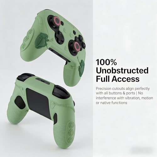 Steelheart Mecha Controller Cover, Non-Slip Soft Silicone Skin for Nintendo Switch 2 Pro, with Thumb Grips (Muted Green) - color: Muted Green