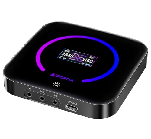 PORTTA DX20R HDMI Video Capture Card, Stream & Record in 4K 60Hz with Ultra-Low Latency, Passthrough for 1080p@240Hz & 2K@120Hz, USB 3.0 to PC, Support HDR, VRR, Compatible with PS5, Xbox, OBS