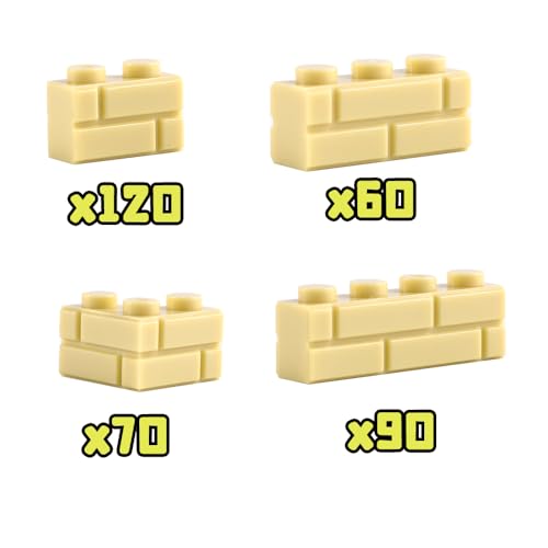 Wall Masonry Profile Bricks Parts: 340 PCS Classic Wall Accessories Building Block(Beige) - color: Beige