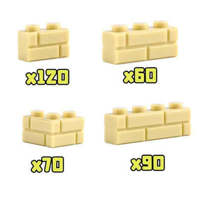 Wall Masonry Profile Bricks Parts: 340 PCS Classic Wall Accessories Building Block(Beige) - color: Beige