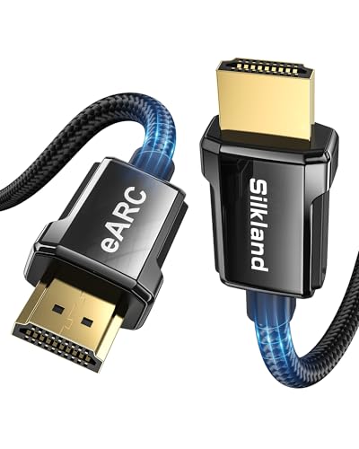 Silkland 8K HDMI ARC/eARC Cable 2.1 for Soundbar 10ft, 8K@60Hz, 4K@120Hz | Ultra High Speed HDMI Cord, Dolby Atoms, 48Gbps HDR10, HDCP 2.2&2.3 Compatible for Vizio Samsung Bose Sound bar, HDTV,Blu-ray - size: 10 Feet