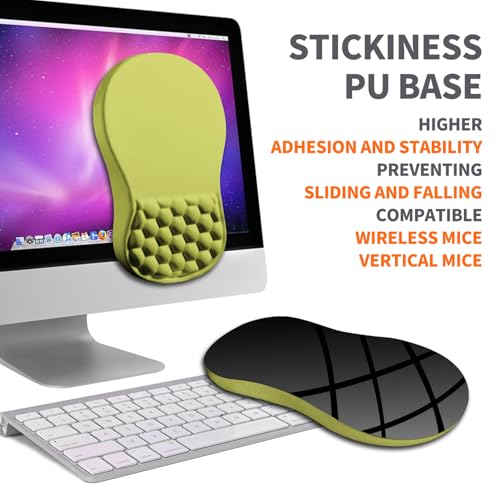 Ergonomic Joint Wrist Support Mouse Pad with Memory Foam Cushion Massage Bump, Carpal Tunnel Pain Relief Mousepad Slope Design for Wrist Rest, 11.8x7.9 in, Khaki Green - color: Khaki Green