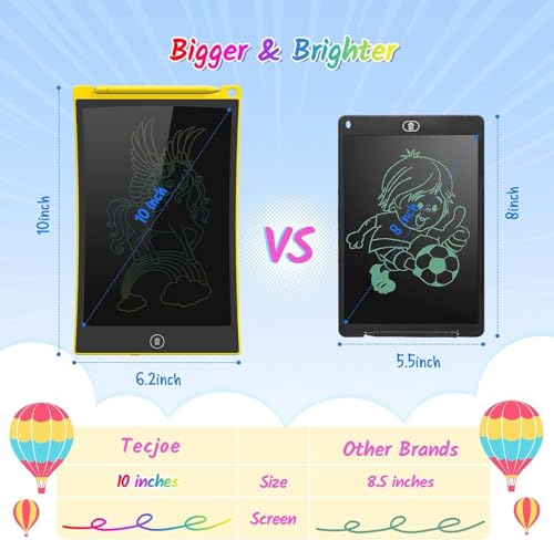 TECJOE 10 Inch 2 Pack LCD Writing Tablet for Kids, Mess Free Drawing Tablet | Colorful Drawing Pad, Travel Road Trips Essential, Quiet Time, Learning Toys Birthday Gifts for Boys Girls Ages 3-8 - color: Bule Yellow