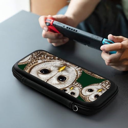 PPIKTC Travel Protective Pouch for Switch, Portable Carrying Case with 15 Game Cartridges, Cute White Owl Bag - color: Design (208)