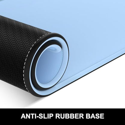 Hsurbtra Desk Pad, 23.6" x 13.8" Premium-Textured Desk Mat, Stitched Edge Anti-Slip Waterproof Rubber Mouse Pad, M Extended Computer Mat for Office Gaming Laptop Keyboard Sky Blue - color: Sky Blue, size: M Deskpad (23.6" x 13.8")