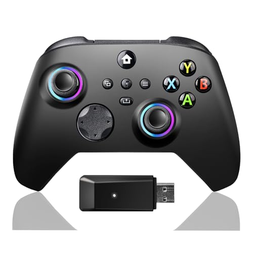 TECTINTER Wireless Controller for Xbox One Controller,2.4GHz Xbox O ne Controller Wireless with 8 Color RGB Light/Programmable/800mAh Battery,Compatible with Xbox One S/X,Xbox On e Series X/S - color: Dark Black