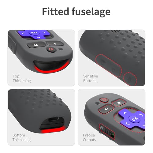 Silicone Cover for Roku Voice Remote Pro 2nd Ed. Roku Remote Control RCB1R Protective Silicone Case Sleeve Shockproof Skin for Roku Remote with Lanyard (Dark Grey) - color: dark grey