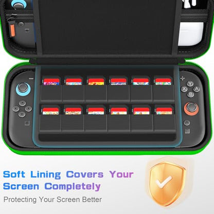 daydayup Switch Carrying Case Compatible with Nintendo Switch 2, with 24 Games Cartridges Protective Hard Shell Travel Carrying Pouch DS Case Green - color: Green, size: 2025-Inch