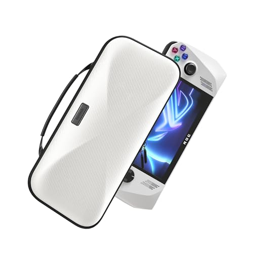 Syntech Hard Carrying Case Compatible with ROG Ally/Ally X [Not for Xbox 2025], Portable Travel Handheld Case for Storage Console & Accessories, EVA Shockproof Protective Carry Bag with Large Capacity - color: White