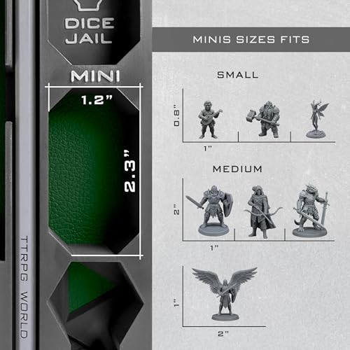 All-in-One Dice Tray with Tower by TTRPG World - Magnetic Modular Organizer for 5E & d20 RPGs with Soft Lining, Tower, Mini Holder, Sheets & Mystery Dice Set (Green) - color: Green