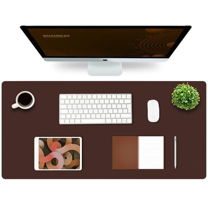 K KNODEL Large Office Leather Desk Mat, Mouse and Keyboard Pad, Computer and Laptop Mat, Desktop Protector and Cover, Writing Pad and Blotter (35.4"x17", Dark Brown) - color: Dark Brown, size: 35.4" x 17"