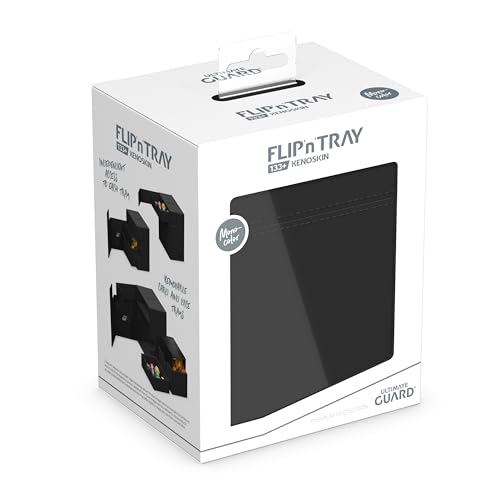 Ultimate Guard Flip'n'Tray 133+, Deck Case for 133 Double-Sleeved TCG Cards + Dice Tray, Black, Independent Magnetic Closure & Microfiber Inner Lining - color: Black, size: 133+