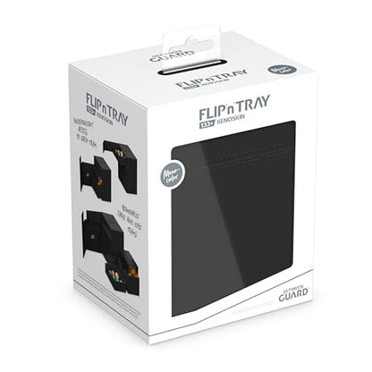 Ultimate Guard Flip'n'Tray 133+, Deck Case for 133 Double-Sleeved TCG Cards + Dice Tray, Black, Independent Magnetic Closure & Microfiber Inner Lining - color: Black, size: 133+