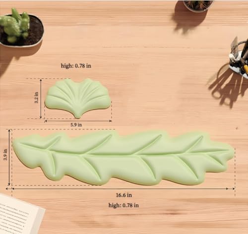 inbesk Angel Wing Wrist Rest Ergonomic Memory Foam Wrist Rest for Computer Keyboard Mouse Set, Cute Gaming Keyboard Cushion Hand Support PU Leather Surface Anti-Slip Waterproof Green-Leaf - color: Green
