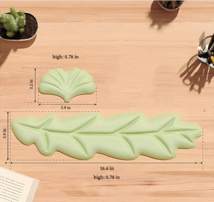 inbesk Angel Wing Wrist Rest Ergonomic Memory Foam Wrist Rest for Computer Keyboard Mouse Set, Cute Gaming Keyboard Cushion Hand Support PU Leather Surface Anti-Slip Waterproof Green-Leaf - color: Green